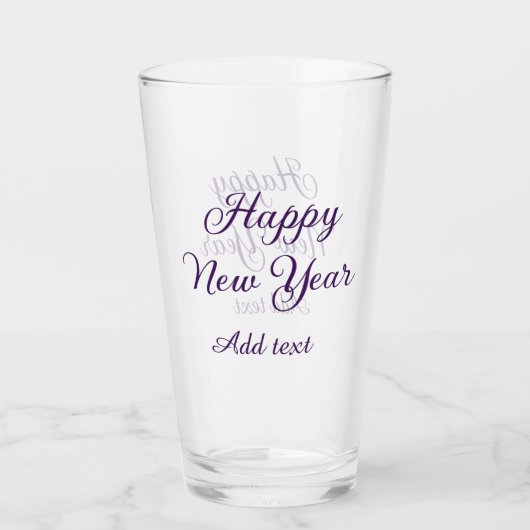 Happy new year purple calligraphy simple minimal  glas (Achterkant)