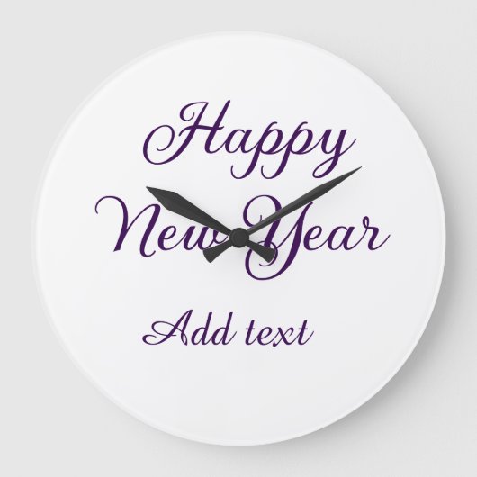 Happy new year purple calligraphy simple minimal  grote klok (Voorkant)