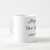 Happy new year purple calligraphy simple minimal  koffiemok (Voorkant links)