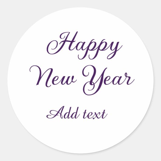 Happy new year purple calligraphy simple minimal  ronde sticker (Voorkant)