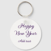 Happy new year purple calligraphy simple minimal  sleutelhanger (Achterkant)