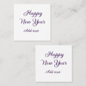 Happy new year purple calligraphy simple minimal  vierkante visitekaartje (Voorkant / Achterkant)