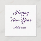 Happy new year purple calligraphy simple minimal  vierkante visitekaartje (Achterkant)