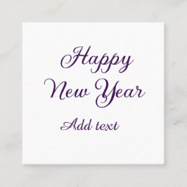 Happy new year purple calligraphy simple minimal  vierkante visitekaartje