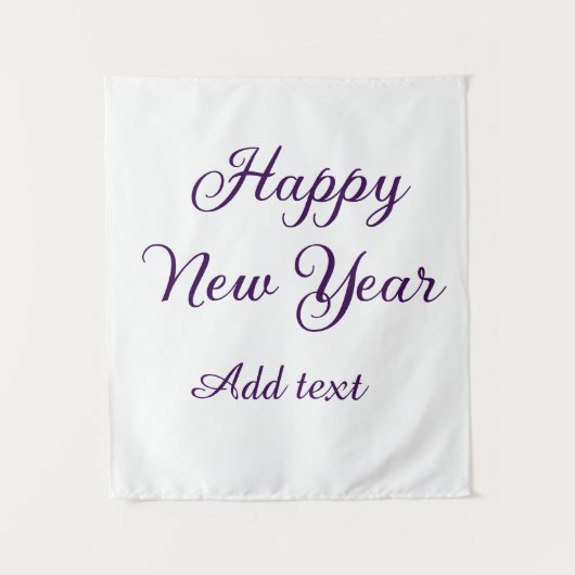 Happy new year purple calligraphy simple minimal  wandkleed (Voorkant)