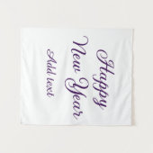 Happy new year purple calligraphy simple minimal  wandkleed (Voorkant (horizontaal))