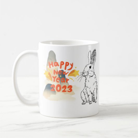 Happy new year rabbit , 2023 koffiemok (Links)