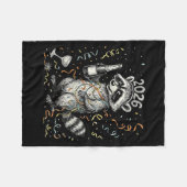 Happy New Year Raccoon With Champagne Funny New Ye Fleece Deken (Voorkant (Horizontaal))
