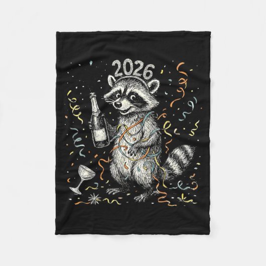 Happy New Year Raccoon With Champagne Funny New Ye Fleece Deken (Voorkant)