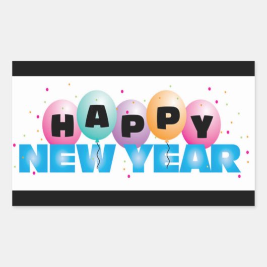 Happy New Year Rectangle Stickers (Voorkant)