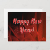 Happy New Year Red Gleem Abstracte Fractal Art Briefkaart (Voorkant / Achterkant)