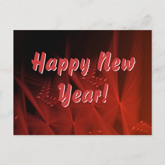 Happy New Year Red Gleem Abstracte Fractal Art Briefkaart (Voorkant)