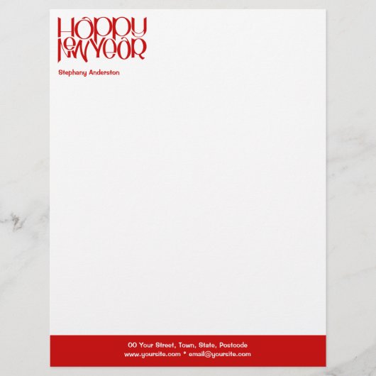 Happy New Year Red Letterhead Persoonlijk Briefhoofd (Voorkant)