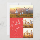 Happy New Year Red Photo Feestdagenkaart (Voorkant)