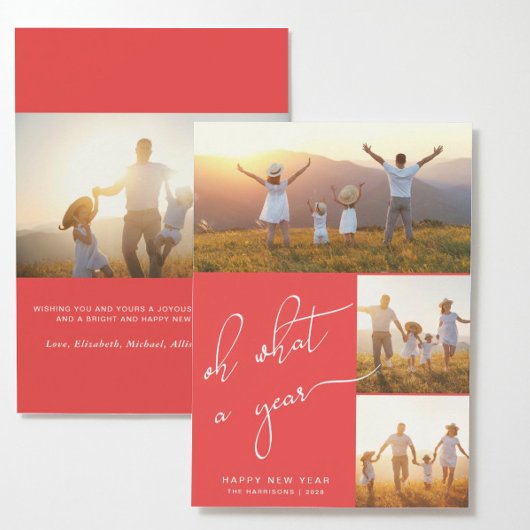 Happy New Year Red Photo Feestdagenkaart