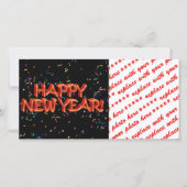 Happy New Year Red-tekst met Confetti Feestdagenkaart (Voorkant)