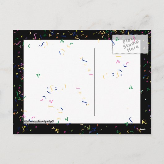 Happy New Year Red Text met Confetti Feestdagenkaart (Achterkant)