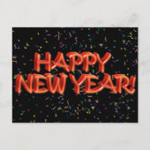 Happy New Year Red Text met Confetti Feestdagenkaart (Voorkant)