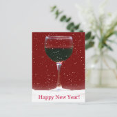 Happy New Year Red Wine and Snow Briefkaart (Staand voorkant)