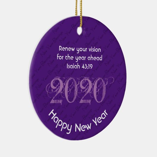 Happy New Year RENEW VISION 2020 Stylish PAARS Keramisch Ornament (Rechts)
