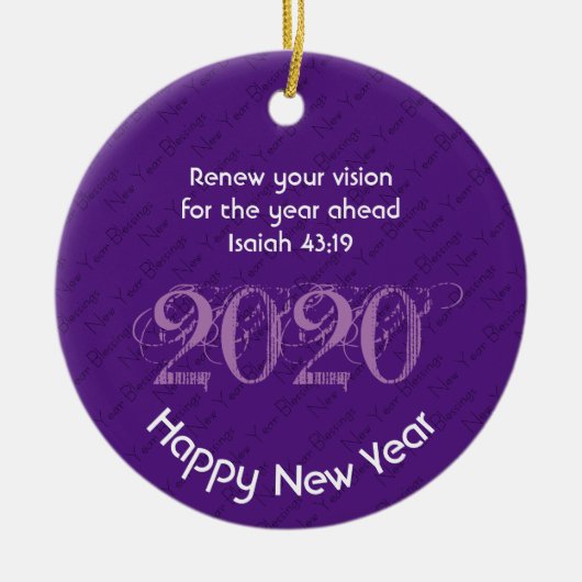 Happy New Year RENEW VISION 2020 Stylish PAARS Keramisch Ornament (Voorkant)