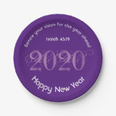 Happy New Year RENEW VISION 2020 Stylish PAARS Papieren Bordje (Voorkant)