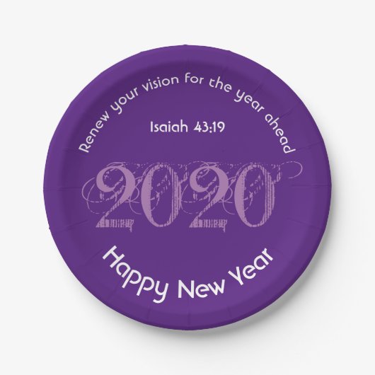 Happy New Year RENEW VISION 2020 Stylish PAARS Papieren Bordje (Voorkant)