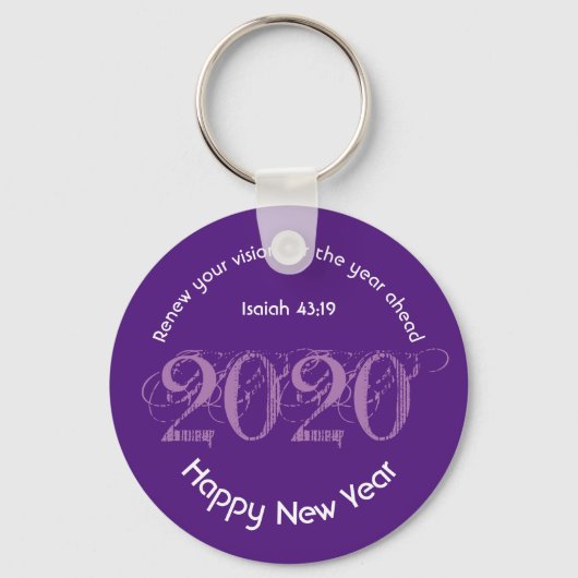 Happy New Year RENEW VISION 2020 Stylish PAARS Sleutelhanger (Voorkant)