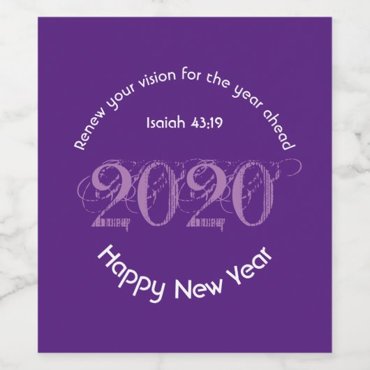 Happy New Year RENEW VISION 2020 Stylish PAARS Wijn Etiket (Enkel label)