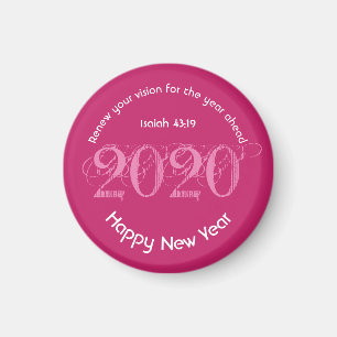 Happy New Year RENEW VISION 2020 Stylish PINK Magneet