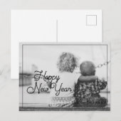 Happy New Year retro Briefkaart (Voorkant / Achterkant)