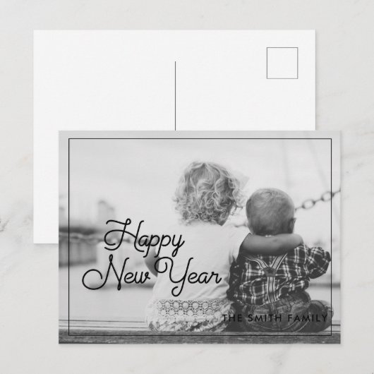 Happy New Year retro Briefkaart (Voorkant / Achterkant)