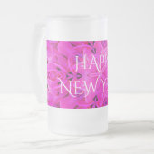 Happy New Year Ringer Frosted Glass Matglas Bierpul (Voorkant links)