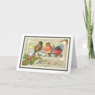 Happy New Year  Robin Card Feestdagen Kaart