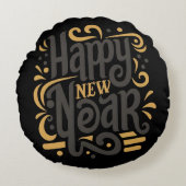 Happy new year rond kussen (Voorkant)