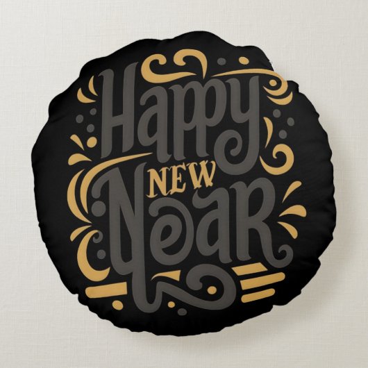 Happy new year rond kussen (Achterkant)
