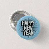 Happy New Year Ronde Button 3,2 Cm (Voorkant /achterkant)