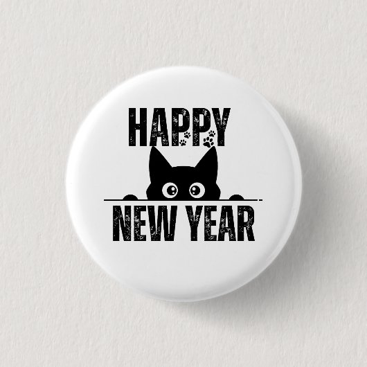 HAPPY NEW YEAR RONDE BUTTON 3,2 CM (Voorkant)