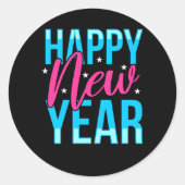 Happy New Year Ronde Sticker (Voorkant)