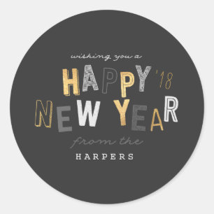 HAPPY NEW YEAR RONDE STICKER