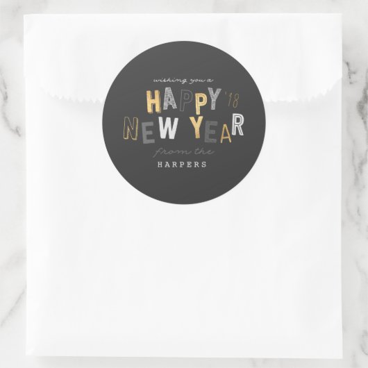 HAPPY NEW YEAR RONDE STICKER (Tas)