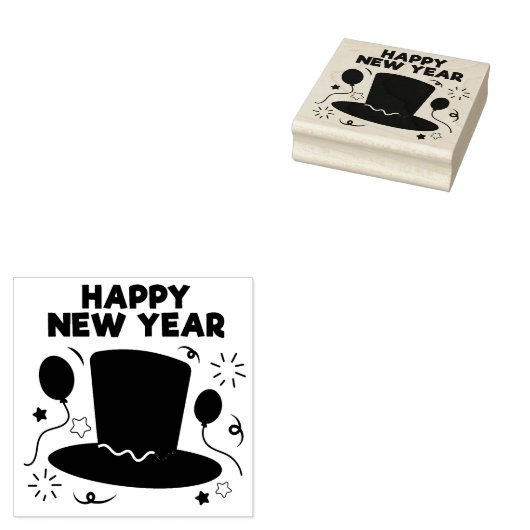 Happy New Year Rubber Stamp Rubberstempel (Gestempeld)