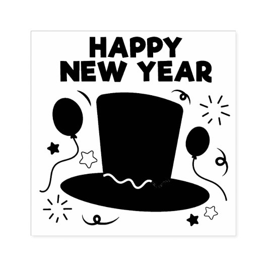 Happy New Year Rubber Stamp Rubberstempel (Afrduk)