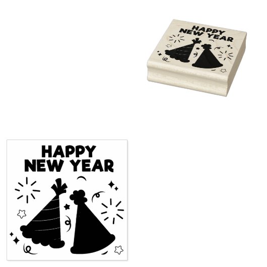 Happy New Year Rubber Stamp Rubberstempel (Gestempeld)