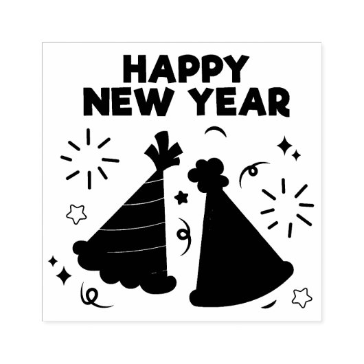 Happy New Year Rubber Stamp Rubberstempel (Afrduk)