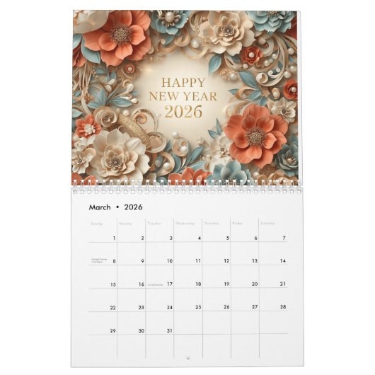 happy new year rustic wall calendar 2026 kalender (Mar 2026)