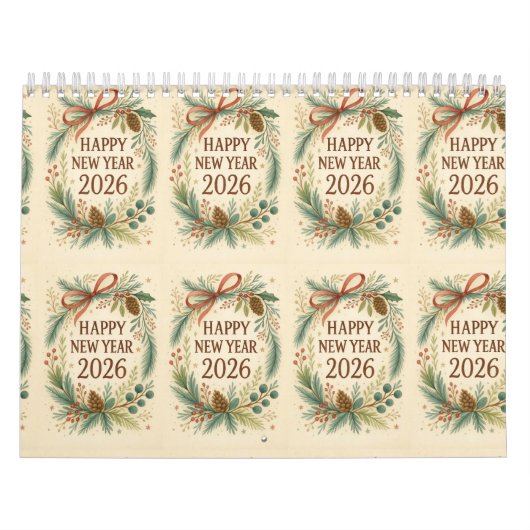 happy new year rustic wall calendar 2026 kalender (Hoes)