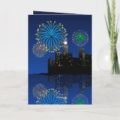 Happy New Year’s Eve Midnight Fireworks City Light Kaart (Achterkant)