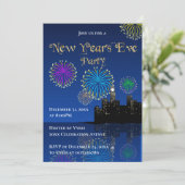 Happy New Year’s Eve Midnight Fireworks City Light Kaart (Staand voorkant)