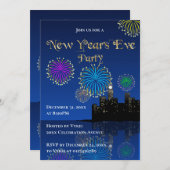 Happy New Year’s Eve Midnight Fireworks City Light Kaart (Voorkant / Achterkant)